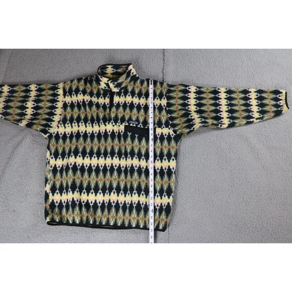 Patagonia Synchilla Mens Large Forest Carpet Tsnap Black Yellow Fleece Sweater - Picture 6 of 9